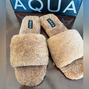 AQUA fur slippers